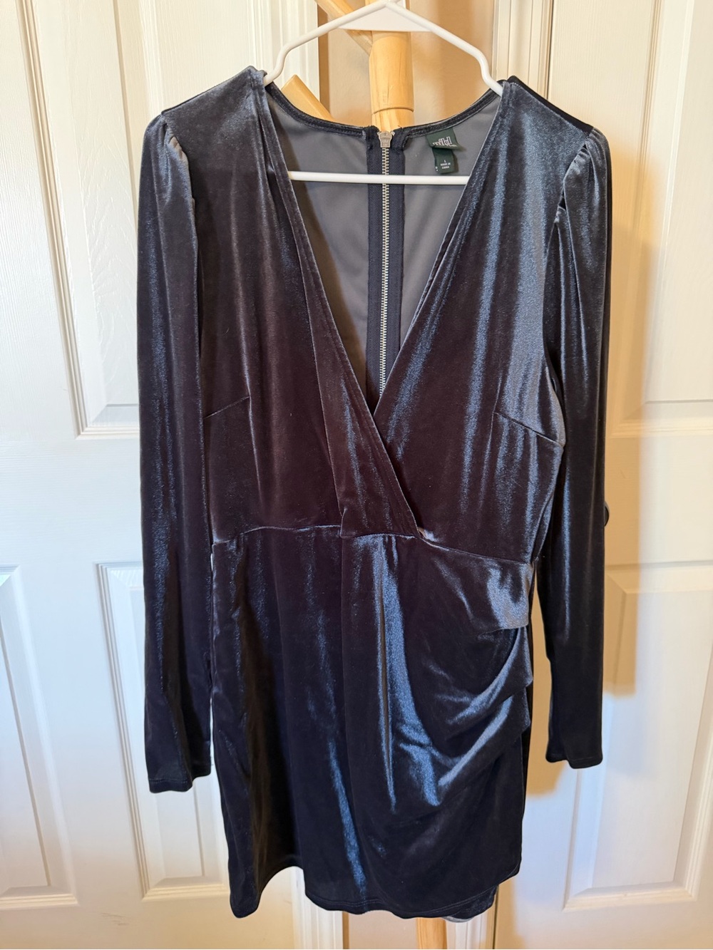wild fable Velvet Wrap Long Sleeve Mini Dress - Charcoal Gray